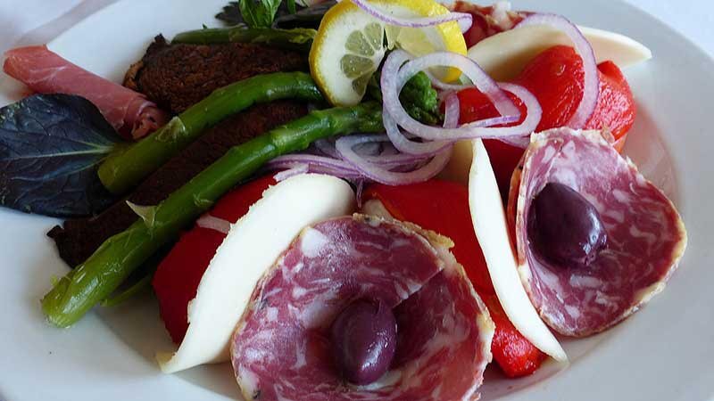 Close up view of antipasto